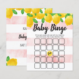 Modern Watercolor Lemon Träd Baby Shower Bingo