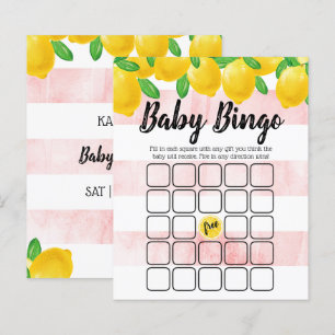 Modern Watercolor Lemon Träd Baby Shower Bingo