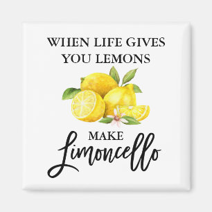 Modern Watercolor Lemons Limoncello för penselskr Magnet