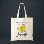 Modern Watercolor Lemons Limoncello för penselskri Tygkasse<br><div class="desc">Modern vattenfärgsleemon för penselskript när du använder Life Ge leemons gör Limoncello Tote Bag</div>