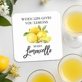 Modern Watercolor Lemons Limoncello för penselskri Underlägg Papper Kvadrat