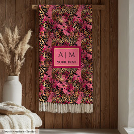 Modern watercolor leopard skin magenta throw fleecefilt