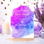 Modern Watercolor Lila Blue Star BAT MITZVAH Inbjudningar<br><div class="desc">Snygg religiösa judisk Bat mitzvah inbjudan. Lätt vattenfärgspastel lila,  violett,  blå,  turkos med David-stjärnan i vitt. Modern manus brev. "Kallas till TORAH som Pub Mitzvah". Perfekt för 12-årig dotter. Enkel att redigera - lägg bara till information/text.</div>