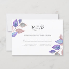 Modern Watercolor Lila Löv Foliage Bröllop OSA Kort