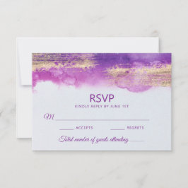 Modern Watercolor Lila Mauve Violet Guld Bröllop OSA Kort