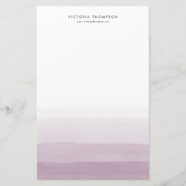 Modern Watercolor Lila Ombre-Personlig Brevpapper