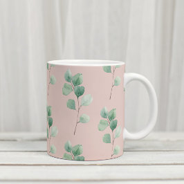 Modern Watercolor Löv Mönster Kaffemugg