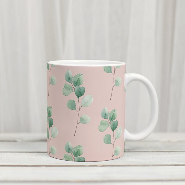 Modern Watercolor Löv Mönster Kaffemugg (Skapare uppladdad)