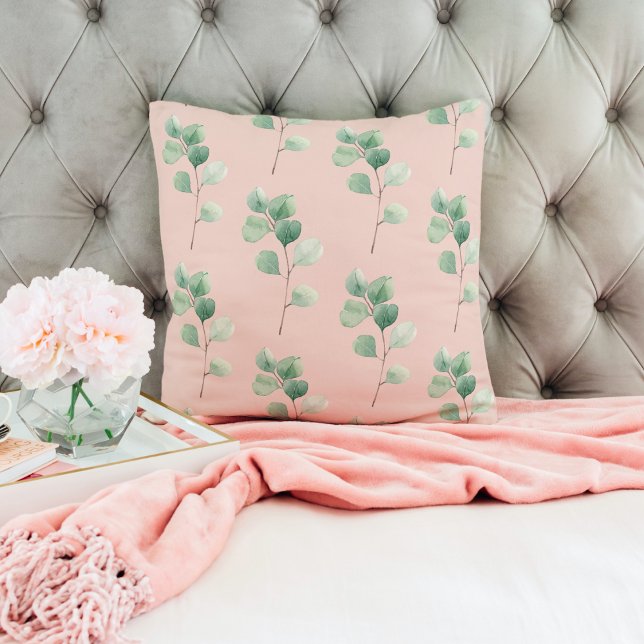 Modern Watercolor Löv Mönster Kudde (Skapare uppladdad)