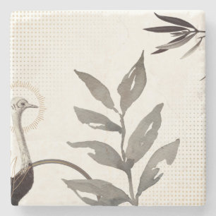 Modern Watercolor Löv Ostrich   Elfenbenskusten Stenunderlägg