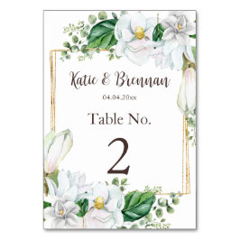 Modern Watercolor Magnolia Bröllop Bordsnummer