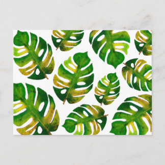 Modern Watercolor Monstera Greenery Löv Mönster Vykort