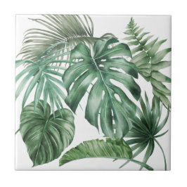 Modern Watercolor Monstera Tropical Löv Kakelplatta