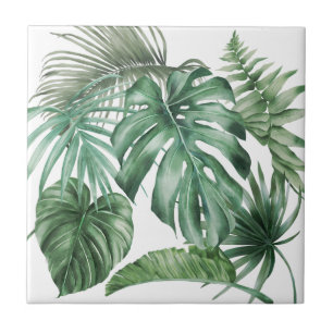 Modern Watercolor Monstera Tropical Löv Kakelplatta