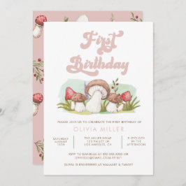 Modern Watercolor Mushroom Birthday Inbjudningar