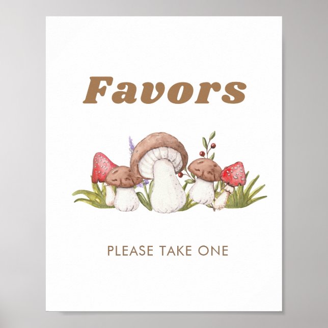 Modern Watercolor Mushroom Favorittecken Poster (Framsidan)