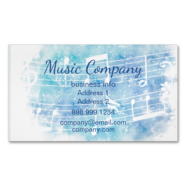 Modern Watercolor Musik noter Affärskort Magnetiska Visitkort (Framsida)