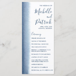 Modern Watercolor Navy Blue Bröllop Program