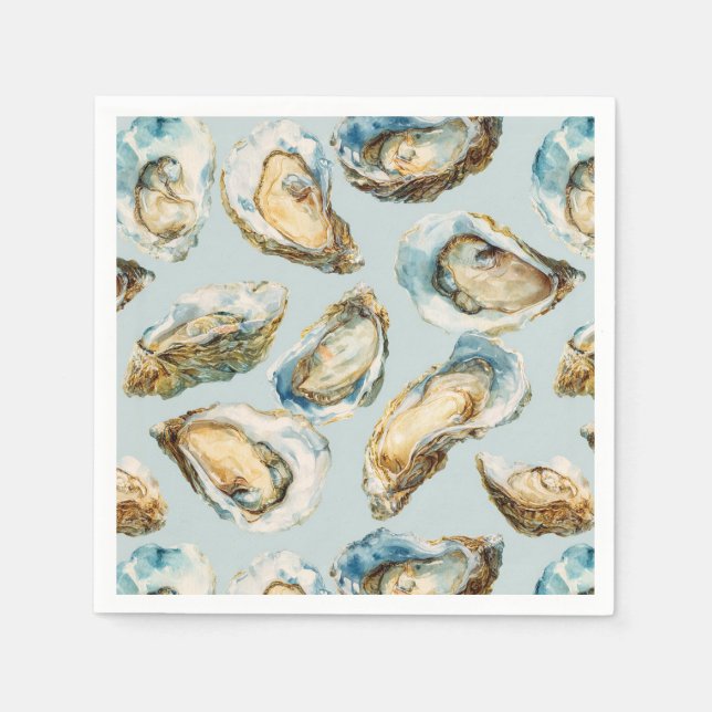 Modern watercolor oysters pattern pappersservett (Framsidan)