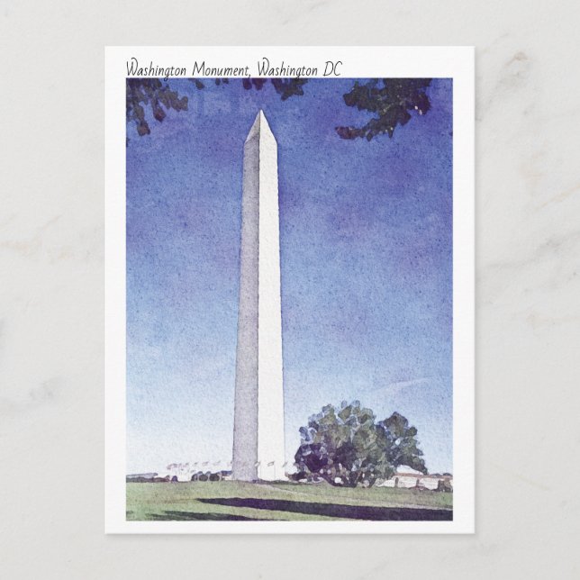 Modern Watercolor Painting Washington Monument Vykort (Framsida)