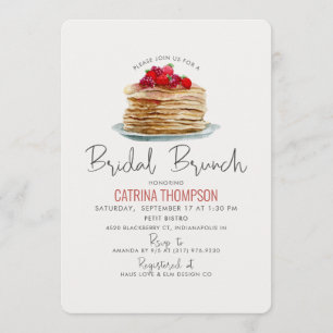 Modern Watercolor Pancakes Möhippa Brunch Shower Inbjudningar