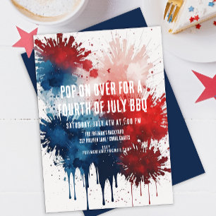 Modern Watercolor Patriotic 4:e juli BBQ Inbjudningar