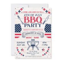 Modern Watercolor Patriotic 4:e juli BBQ