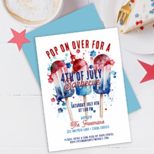 Modern Watercolor Patriotic 4:e juli Party Inbjudningar