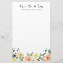 Modern Watercolor Peach Flowers Brevpapper
