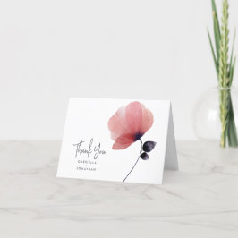 Modern Watercolor  Poppy Bröllop Tack Kort