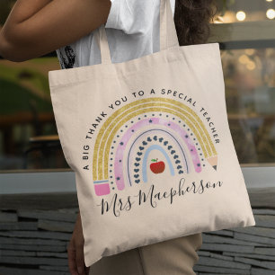Modern Watercolor Rainbow Teacher Tack Gift Tygkasse