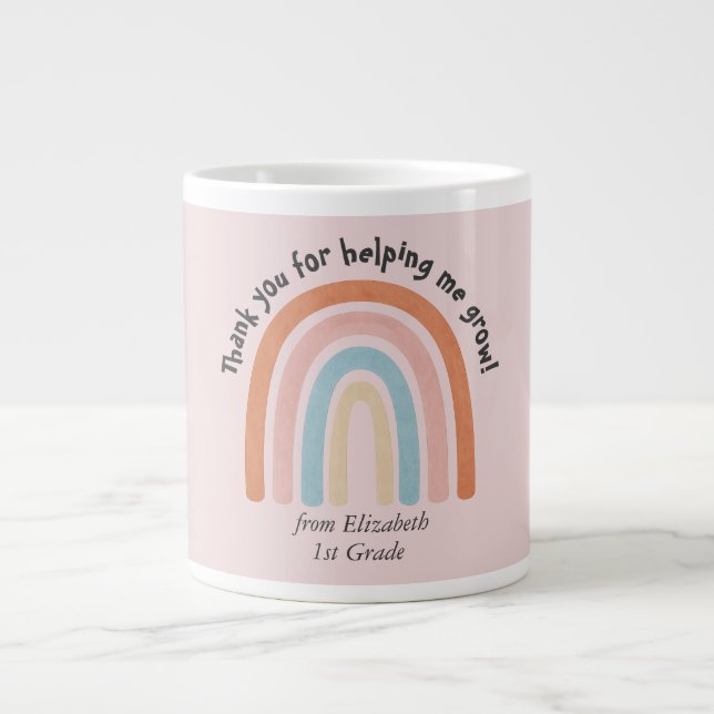 Modern Watercolor Rainbow Teacher Tack Mugg Jumbo Mugg (Framsidan)