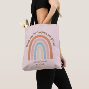 Modern Watercolor Rainbow Teacher - tack - Tygkasse