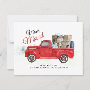 Modern Watercolor Red Lastbil Flytta Announement