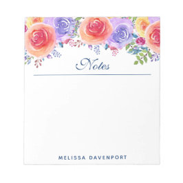 Modern Watercolor Ro Blommigt Bouquet Anteckningsblock