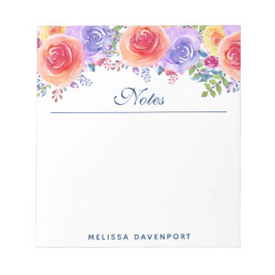 Modern Watercolor Ro Blommigt Bouquet Anteckningsblock