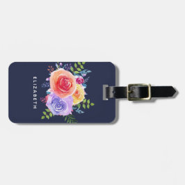 Modern Watercolor Ro Blommigt Bouquet Bagagebricka