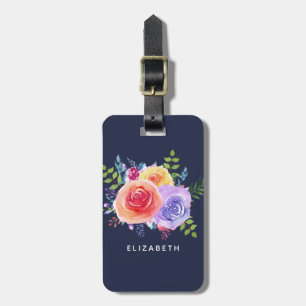 Modern Watercolor Ro Blommigt Bouquet Bagagebricka