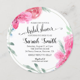 Modern Watercolor Ro Rosa Azalea Inbjudningar