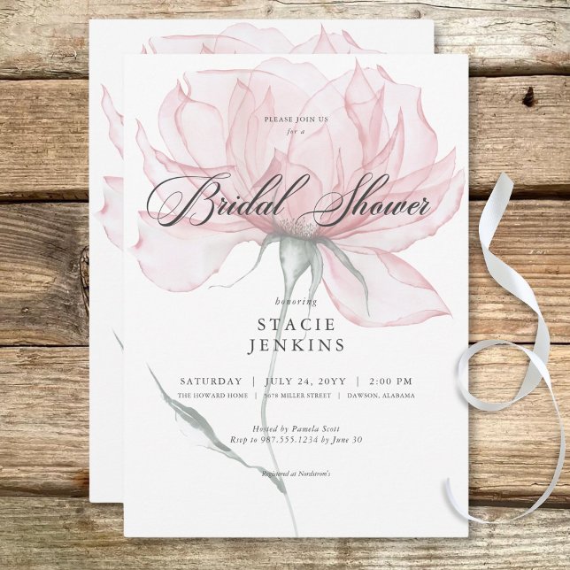Modern Watercolor Rosa Blommigt Möhippa Inbjudningar (Modern Watercolor Pink Floral Bridal Shower Invitation)