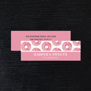 Modern Watercolor Rosa Donuts-Professionell Mini Visitkort
