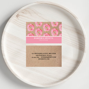 Modern Watercolor Rosa Donuts-Professionell Visitkort