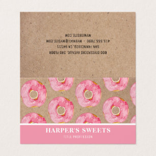 Modern Watercolor Rosa Donuts-Professionell Visitkort