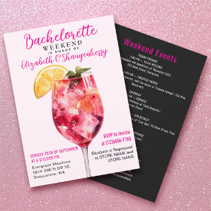 Modern Watercolor Rosa Drink Bachelorette Helg Inbjudningar