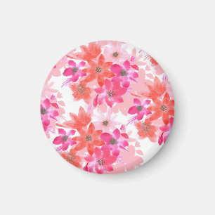 Modern Watercolor Rosa Flowers Magnet