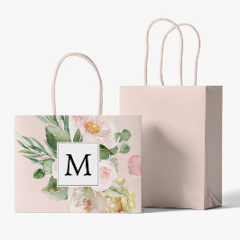 Modern Watercolor Rosa Flowers Monogrammed