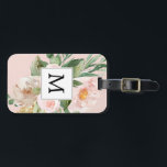 Modern Watercolor Rosa Flowers Monogrammed Bagagebricka<br><div class="desc">Modern Watercolor Rosa Flowers Monogrammed</div>