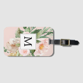 Modern Watercolor Rosa Flowers Monogrammed Bagagebricka