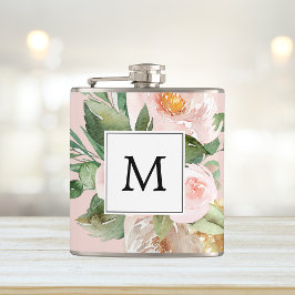 Modern Watercolor Rosa Flowers Monogrammed Fickplunta