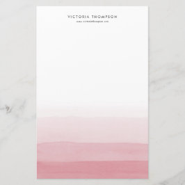 Modern Watercolor Rosa Ombre-Personlig Brevpapper